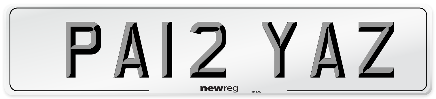 PA12 YAZ Number Plate from New Reg